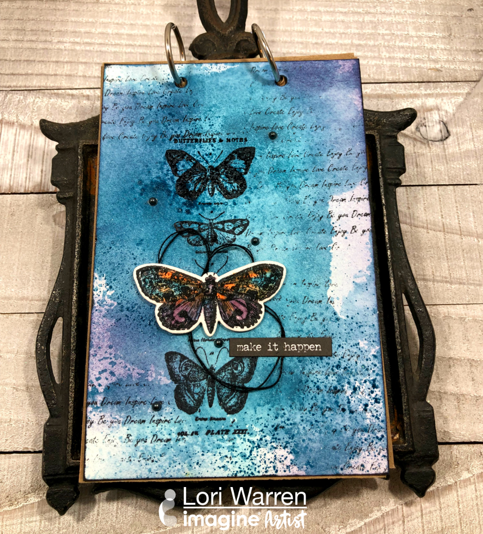 Handmade Journal cover with butterflies and sentiment 